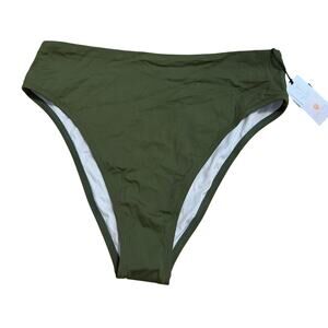 Shade & Shore Women's Green High Leg Extra Cheeky Bikini Bottom - Large - NWT